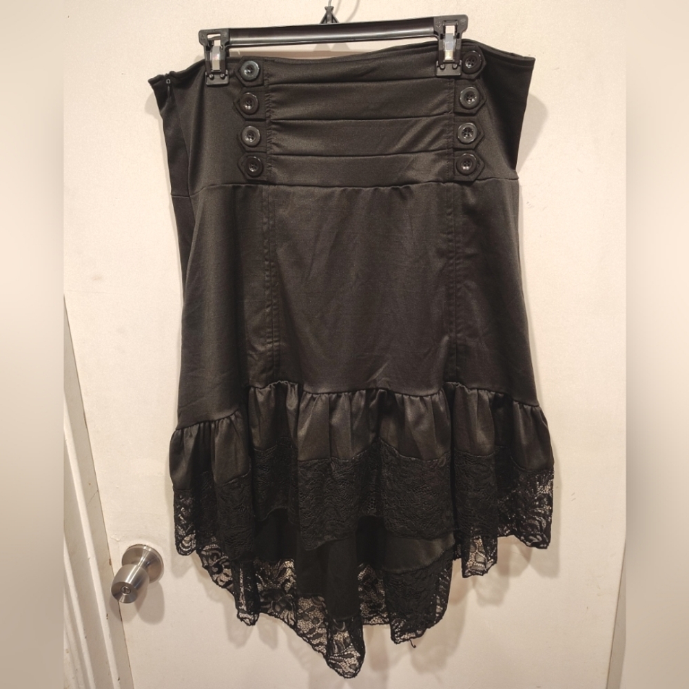 Alivila.Y Fashion Women's Black Steampunk Victorian High Low Skirt  XXL Cosplay